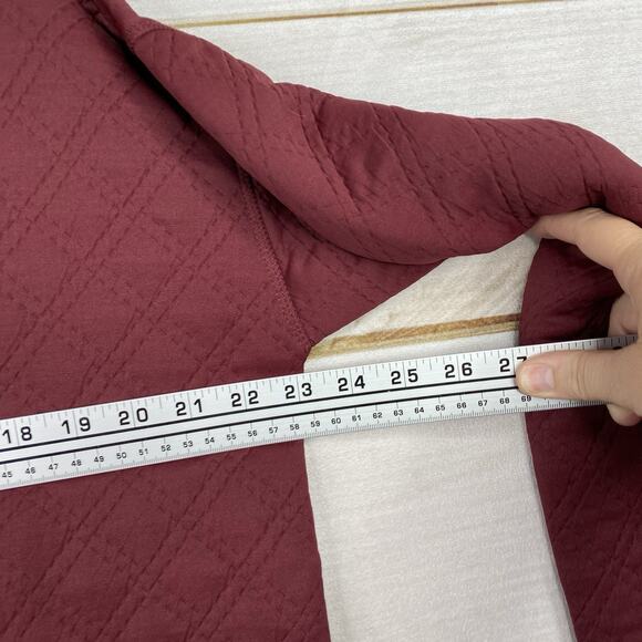 Eddie Bauer Sweater Women L Ascents Burgundy Quilted Pullover Mock Neck Top - Picture 8 of 9